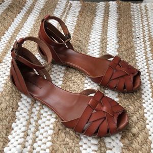 Brown faux leather sandals